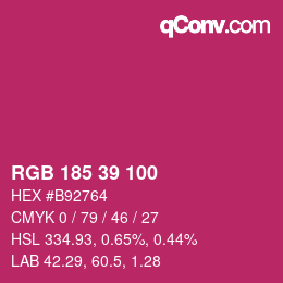 Color code: RGB 185 39 100 | qconv.com