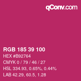 Color code: RGB 185 39 100 | qconv.com