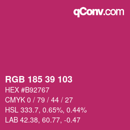 Color code: RGB 185 39 103 | qconv.com