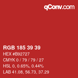 Color code: RGB 185 39 39 | qconv.com
