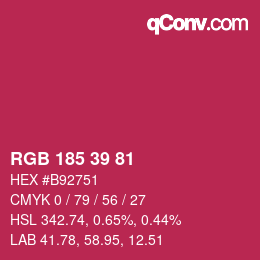 Color code: RGB 185 39 81 | qconv.com