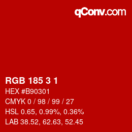 Color code: RGB 185 3 1 | qconv.com