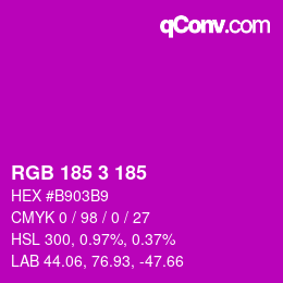 Color code: RGB 185 3 185 | qconv.com