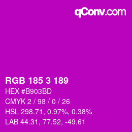 Color code: RGB 185 3 189 | qconv.com
