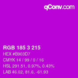 Color code: RGB 185 3 215 | qconv.com