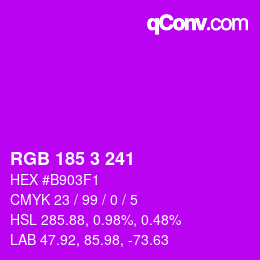 Color code: RGB 185 3 241 | qconv.com