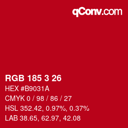 Color code: RGB 185 3 26 | qconv.com