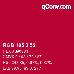 Color code: RGB 185 3 52 | qconv.com