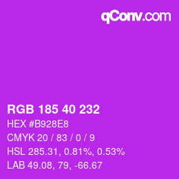 Color code: RGB 185 40 232 | qconv.com