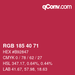 Color code: RGB 185 40 71 | qconv.com