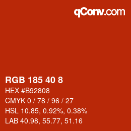 Color code: RGB 185 40 8 | qconv.com