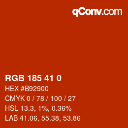 Color code: RGB 185 41 0 | qconv.com