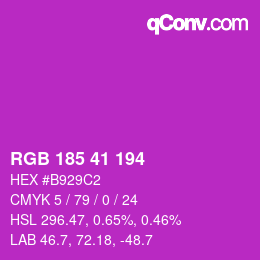 Color code: RGB 185 41 194 | qconv.com