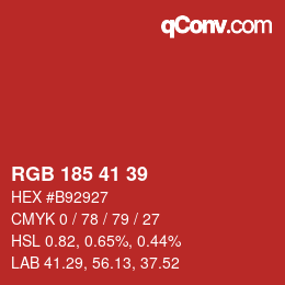 Color code: RGB 185 41 39 | qconv.com
