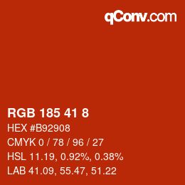 Color code: RGB 185 41 8 | qconv.com