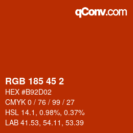 Color code: RGB 185 45 2 | qconv.com