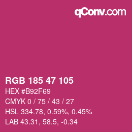 Color code: RGB 185 47 105 | qconv.com