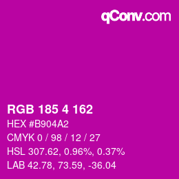 カラーコード: RGB 185 4 162 | qconv.com