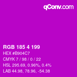 Color code: RGB 185 4 199 | qconv.com