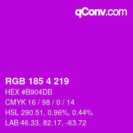 Color code: RGB 185 4 219 | qconv.com