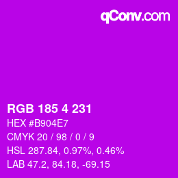Color code: RGB 185 4 231 | qconv.com