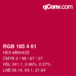 Color code: RGB 185 4 61 | qconv.com
