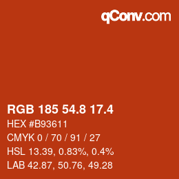 カラーコード: RGB 185 54.8 17.4 | qconv.com