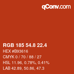 カラーコード: RGB 185 54.8 22.4 | qconv.com