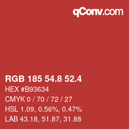カラーコード: RGB 185 54.8 52.4 | qconv.com