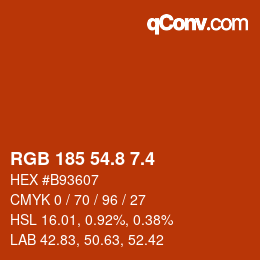 カラーコード: RGB 185 54.8 7.4 | qconv.com