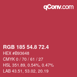 カラーコード: RGB 185 54.8 72.4 | qconv.com
