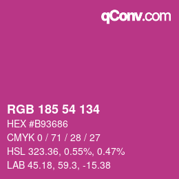 Color code: RGB 185 54 134 | qconv.com