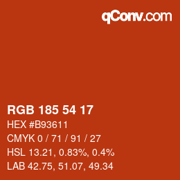 Color code: RGB 185 54 17 | qconv.com