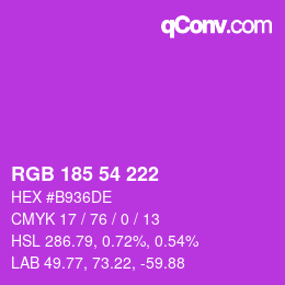 Color code: RGB 185 54 222 | qconv.com