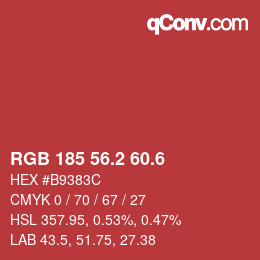 カラーコード: RGB 185 56.2 60.6 | qconv.com