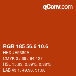 カラーコード: RGB 185 56.6 10.6 | qconv.com