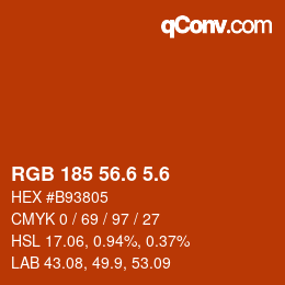 カラーコード: RGB 185 56.6 5.6 | qconv.com