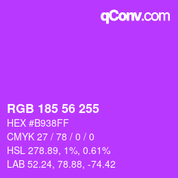 Color code: RGB 185 56 255 | qconv.com