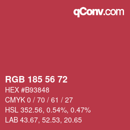 颜色代码: RGB 185 56 72 | qconv.com