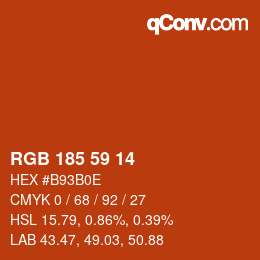 Color code: RGB 185 59 14 | qconv.com