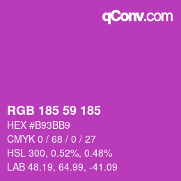 Color code: RGB 185 59 185 | qconv.com