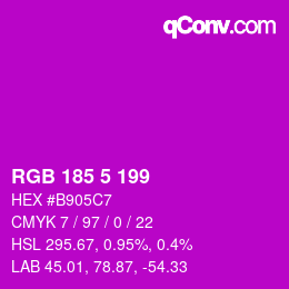 Color code: RGB 185 5 199 | qconv.com