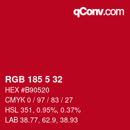カラーコード: RGB 185 5 32 | qconv.com