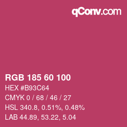 颜色代码: RGB 185 60 100 | qconv.com