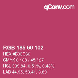 颜色代码: RGB 185 60 102 | qconv.com