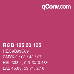 颜色代码: RGB 185 60 105 | qconv.com