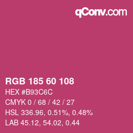 颜色代码: RGB 185 60 108 | qconv.com