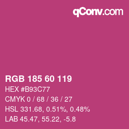 颜色代码: RGB 185 60 119 | qconv.com
