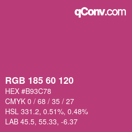 颜色代码: RGB 185 60 120 | qconv.com