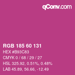 颜色代码: RGB 185 60 131 | qconv.com